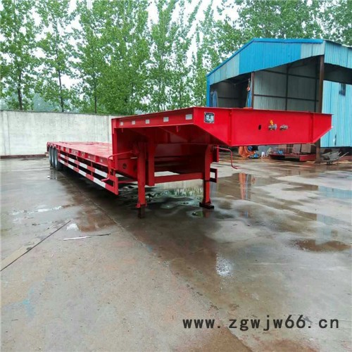 挖掘机运输车 高低式钩机板2-3桥3线-6桥弹簧液压配置 低平板过半挂车制造厂家 11米爬梯式平板半挂车**图3