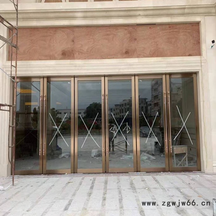 **会所拉丝青古铜不锈钢地弹簧玻璃门 宾馆拉丝玫瑰金不锈钢玻璃门 大型售楼部拉丝古铜色不锈钢大门图7