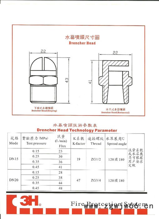 水幕喷头 3H ZSTM-15水平式、下垂式图2