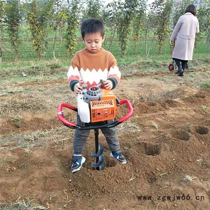手推独轮植树挖坑机 启航弹簧架手推挖坑机 独轮汽油挖坑机图6