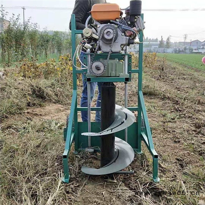 手推独轮植树挖坑机 启航弹簧架手推挖坑机 独轮汽油挖坑机图8