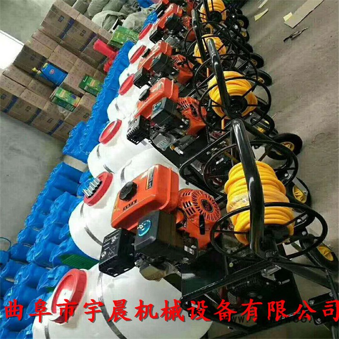 河南省高压拉管打药机 宇晨瓜地多喷头喷雾器 手推式喷雾消毒车价格图5