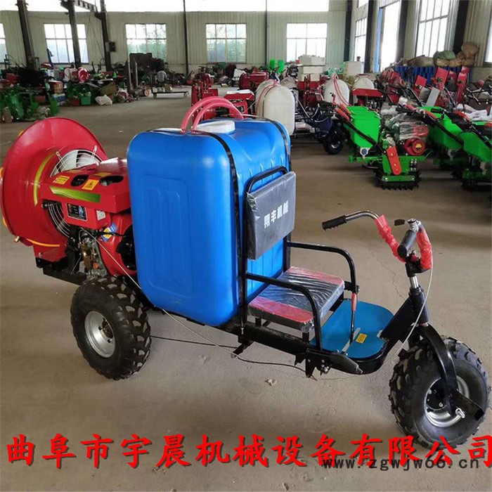 河南省高压拉管打药机 宇晨瓜地多喷头喷雾器 手推式喷雾消毒车价格图2