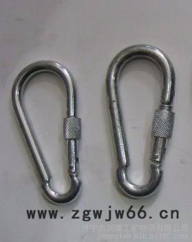 安全钩.也叫“主锁”分普通式(旋转式)和弹簧钩(自锁式)两种图3