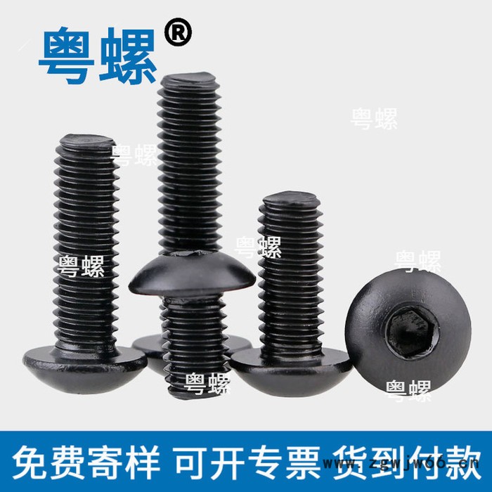 黑色304不锈钢螺丝厂 粤螺圆头内六角螺丝钉 黑锌半圆头螺钉 螺栓 湛江圆头木螺丝 弹簧螺母图4