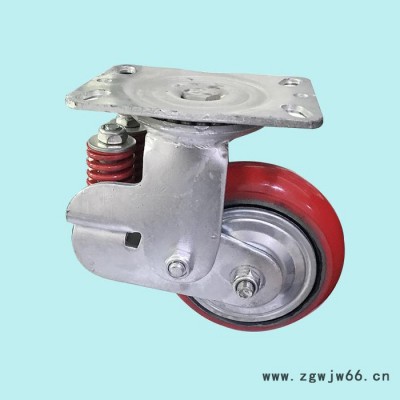 北大轮业直销 双竖簧铁芯聚氨酯减震轮 双竖簧减震弹簧脚轮 足王减震轮  双竖簧铁芯聚氨酯减震轮厂家