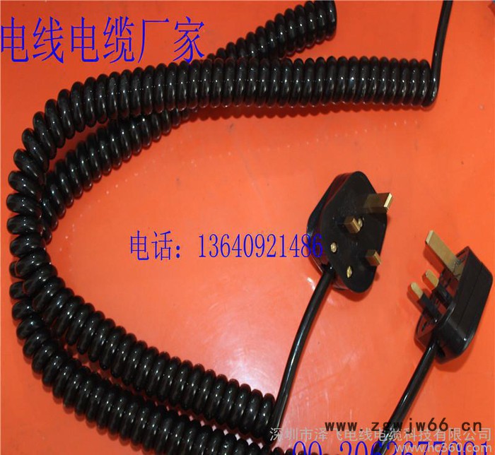 英国插头弹簧线,批发二芯弹簧线,插头弹簧线,二芯弹簧线,批发弹簧图3