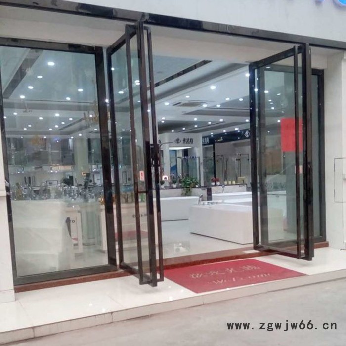 **拉丝红古铜不锈钢地弹玻璃门 酒店拉丝玫瑰金不锈钢推拉门  KTV镜面钛金地弹簧大门图6