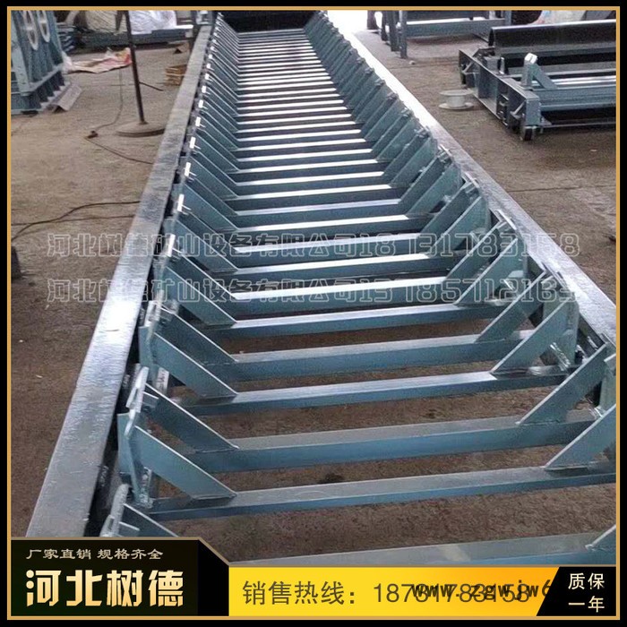 树德矿山设备DTⅡ型五连槽型托辊支架 锥形调心托辊支架 弹簧板式缓冲托辊之架 可调槽角托辊支架图8