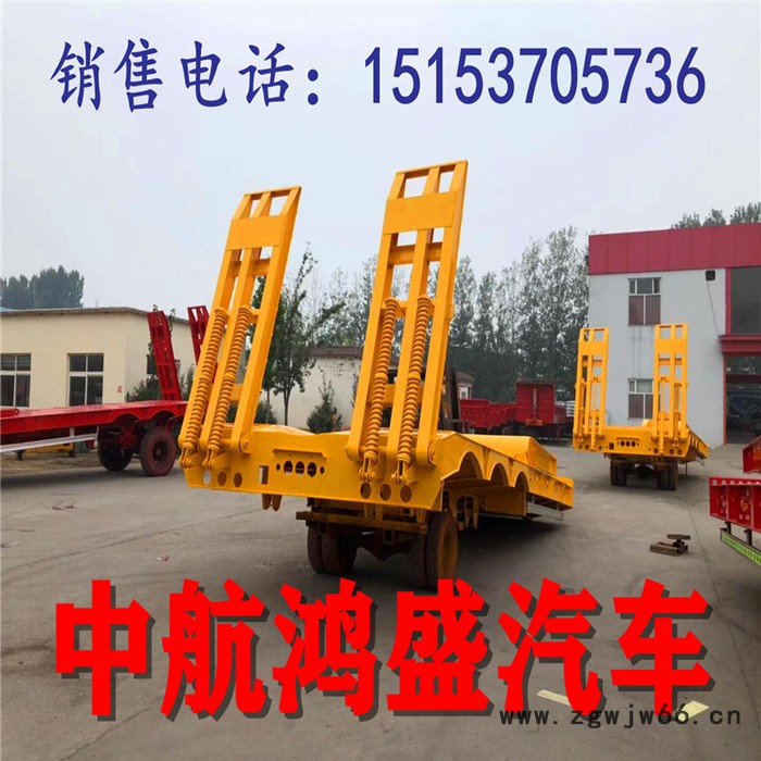 13米低平板运输半挂车 轮胎外漏式参数 挖掘机运输半挂车 弹簧机械爬梯半挂车图2