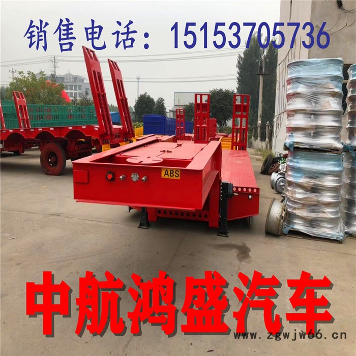 13米低平板运输半挂车 轮胎外漏式参数 挖掘机运输半挂车 弹簧机械爬梯半挂车图3