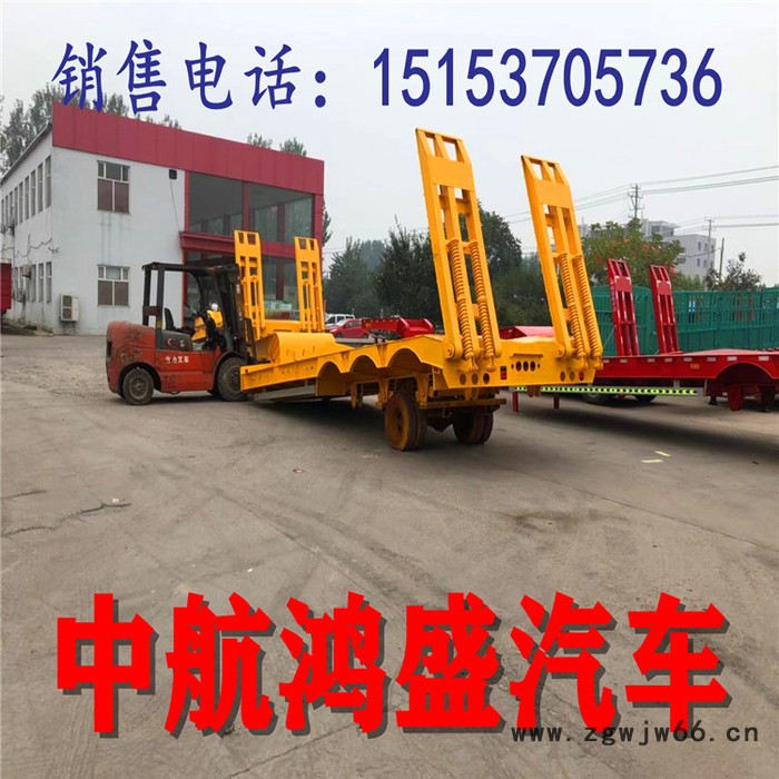 13米低平板运输半挂车 轮胎外漏式参数 挖掘机运输半挂车 弹簧机械爬梯半挂车图4