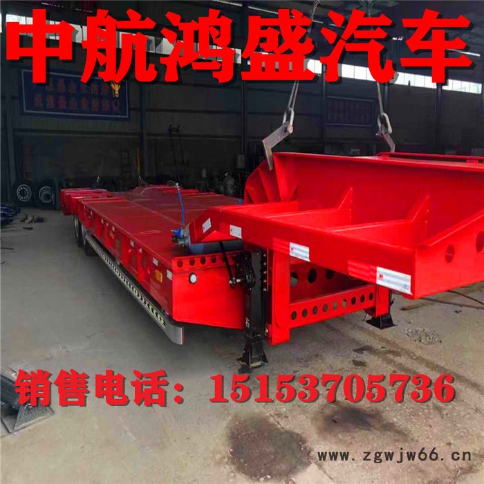 出口抽拉式半挂车 液压爬梯低平板半挂车 弹簧爬梯低平板半挂车图2