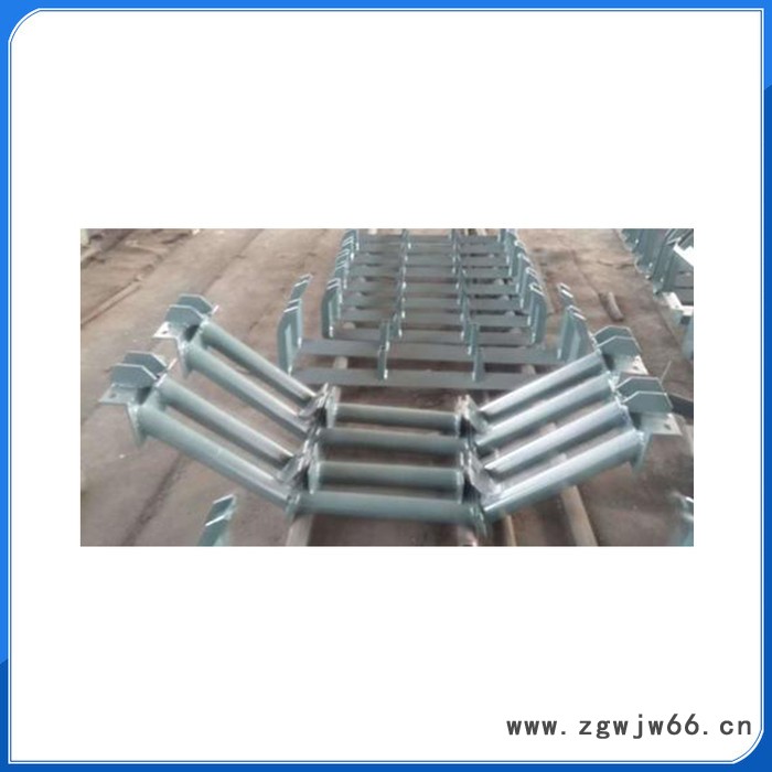 河北树德DTII型钢管托辊架 弹簧板式缓冲托滚支架 V形托辊支架 品字托辊支架 稳固耐用图2