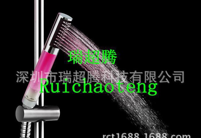 LED七彩圆棒花洒，发光花洒，LED发光变色喷头图3