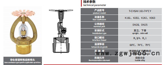 瑞城T-CHSAX 161-74℃ Y 洒水喷头 非仓库型特殊应用喷头图3