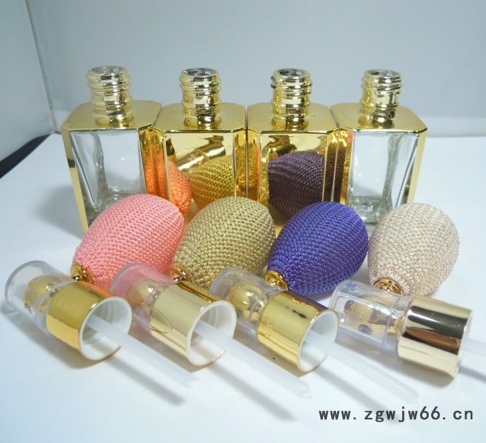 ODM35ml金色电镀方形瓶配18mm螺口喷粉气囊喷头喷粉瓶 喷粉气囊图3