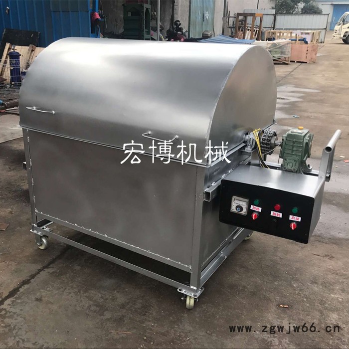宏博 多功能滚筒炒料机 不锈钢滚筒炒锅机 300大豆滚筒炒锅图5