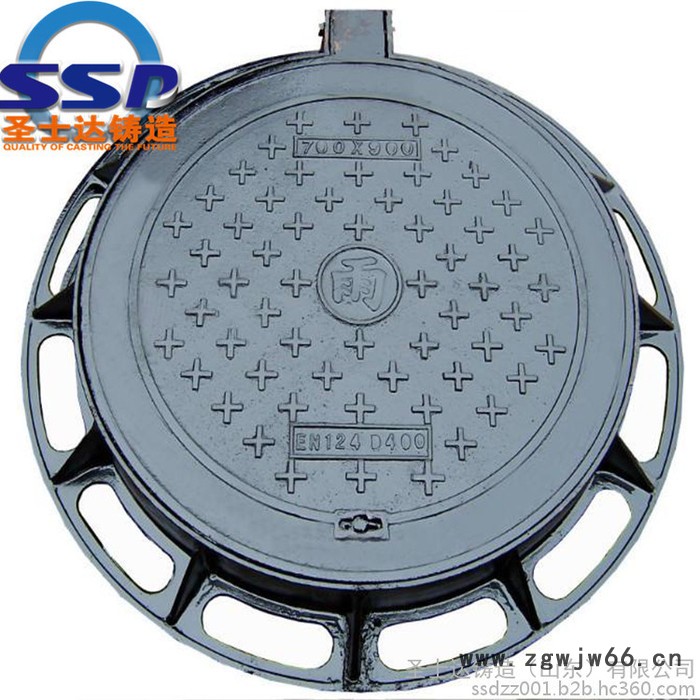 圣士达铸造球墨铸铁圆形井盖 雨字球墨井盖 污水井盖厂家图4