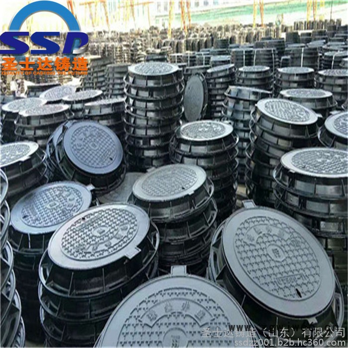 圣士达铸造球墨铸铁圆形井盖 雨字球墨井盖 污水井盖厂家图5