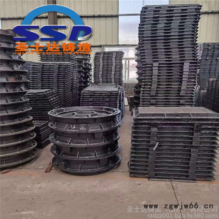 圣士达铸造球墨铸铁圆形井盖 雨字球墨井盖 污水井盖厂家图6