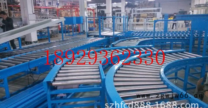 滚筒输送设备，动力滚筒分拣系统。转弯滚筒线。无动力滚筒图3