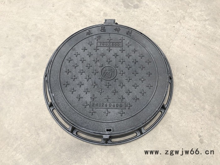 球墨铸铁井盖圆形D400标准铁制井盖市政道路绿化给排水电力防火井盖山东淄博井盖源头厂家岳峰井盖700x800mm图6