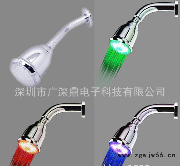 LED小顶喷 温控三色花洒喷头 圆形新款喷头带杆套装SDH1图3