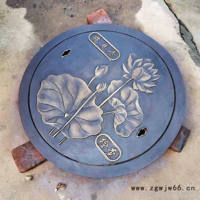 妙缘铜雕厂家批量定制纯铜井盖铜浮雕雕刻荷花纹铜井盖装饰品图4