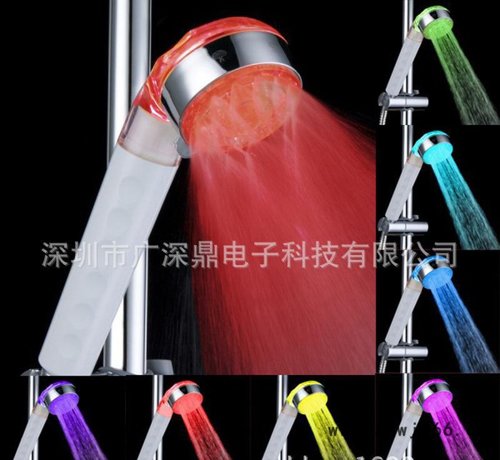 浴室喷头七彩慢闪花洒 多功能可调白色花洒头七彩喷头SDS-A图2