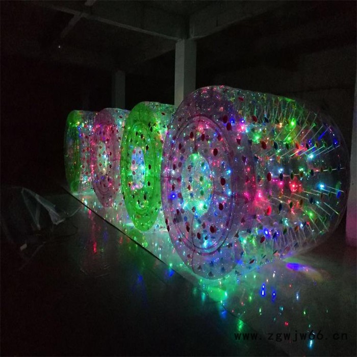 天津华津气模生产销售tpu水上彩灯滚筒 充气水上滚筒水上灯光滚筒图5