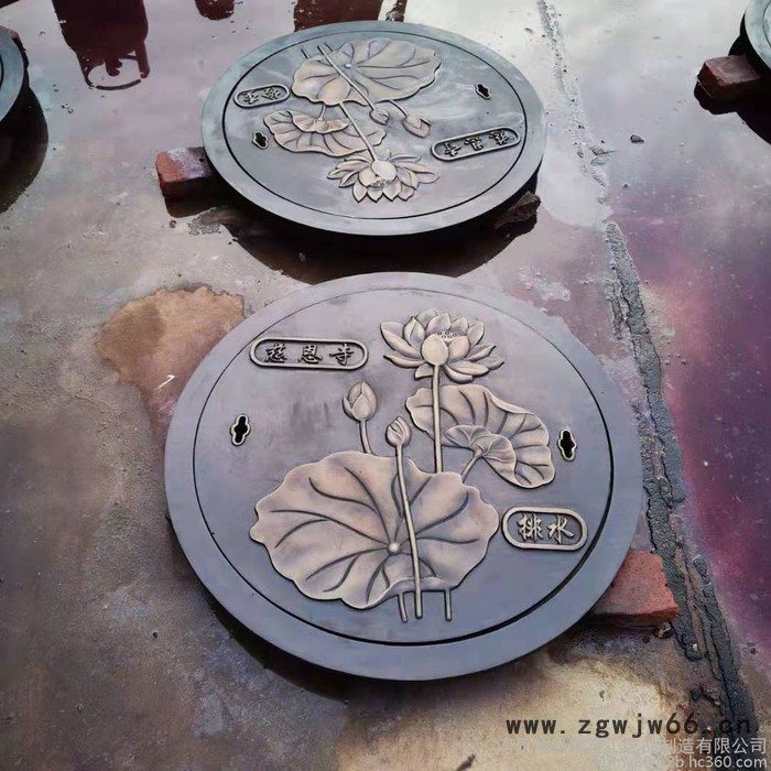 艺术井盖妙缘铜雕厂家定制荷花花纹浮雕铜井盖可定制别的字样图2
