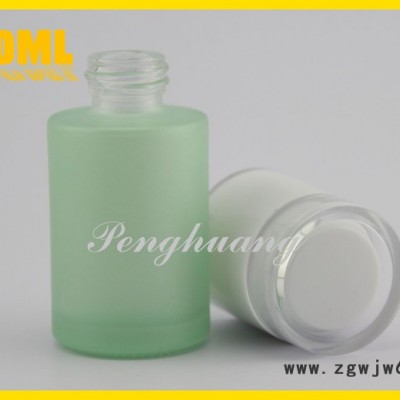 化妆品包装蒙砂玻璃瓶 半透明喷涂加工 亚克力喷头乳液瓶