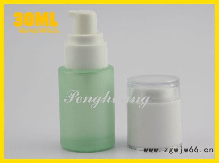 化妆品包装蒙砂玻璃瓶 半透明喷涂加工 亚克力喷头乳液瓶图3