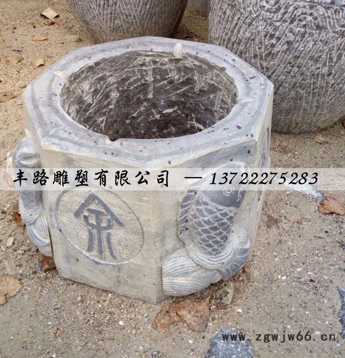 石雕青石仿古做旧大理石龙头八角井盖井口井圈