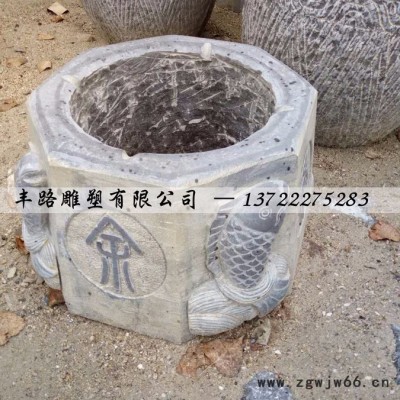 石雕青石仿古做旧大理石龙头八角井盖井口井圈
