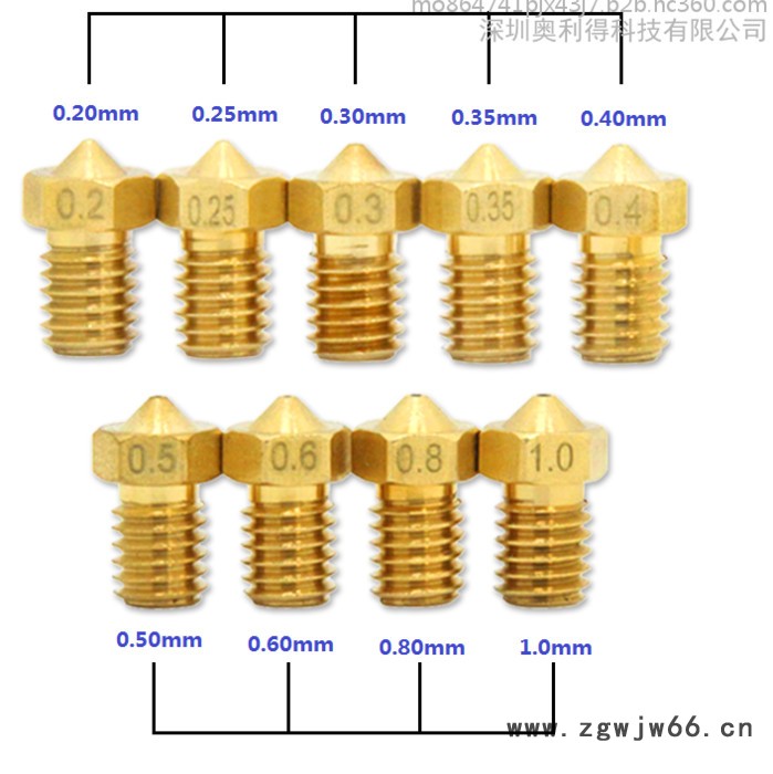 AolideNozzle-0.2 E3D打印机喷嘴 **黄铜带刻字喷头图4