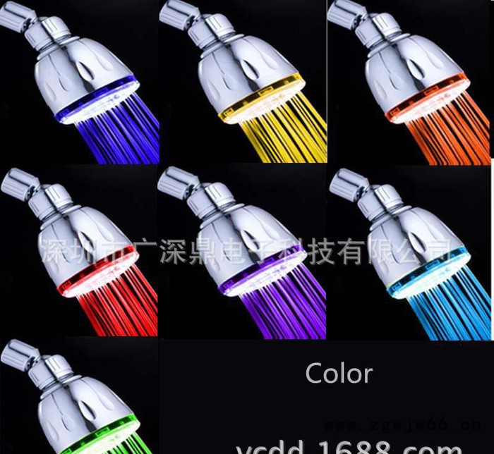 直销深鼎 led变色发光小顶喷 七彩渐变花洒喷头顶喷SDH1图3