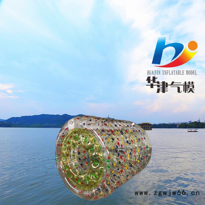 天津华津气模生产销售水上彩灯滚筒 充气水上滚筒香蕉船雪地气模图6