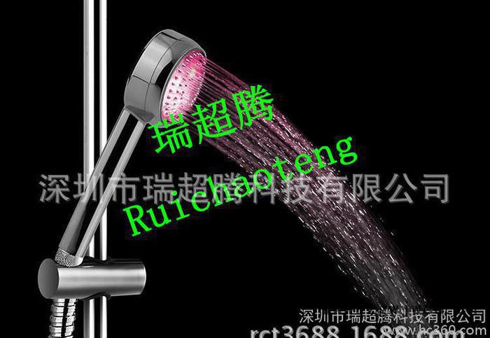 led花洒 发光花洒 发光七彩花洒喷头LED七彩 自发电花洒  RC-B图2