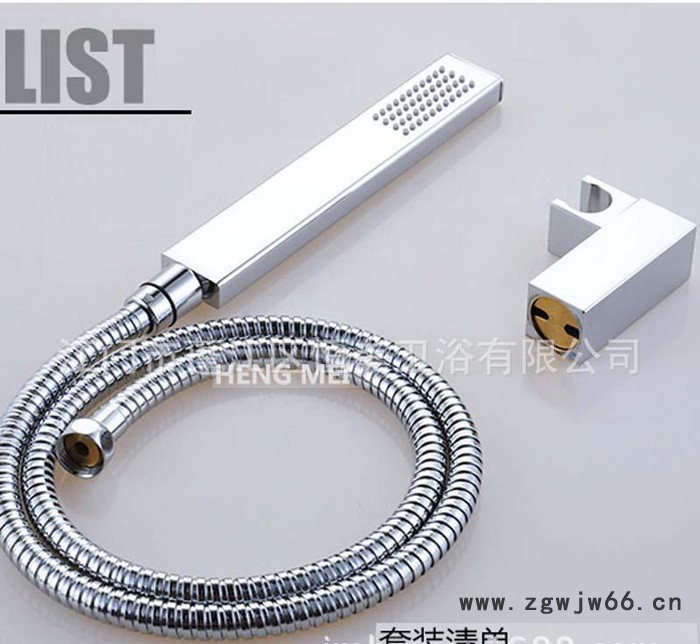 广东恒美全铜方形淋浴小花洒 手持花洒 莲蓬头 热水器洗浴喷头 软管 花洒座 HM-ZS0023图3