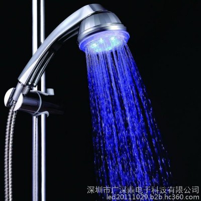 厂家供应单色发光花洒 LED花洒头 发光小喷头 蓝色淋浴头 冲凉洗澡喷头SDS-A11