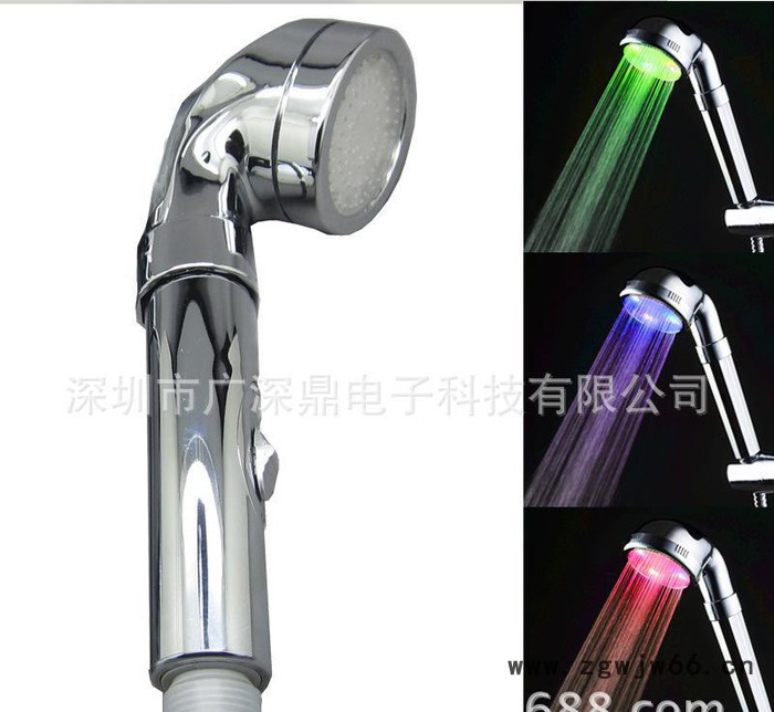 深鼎led发光变色花洒 温控三色带开关止水淋浴喷头SDS-C图3