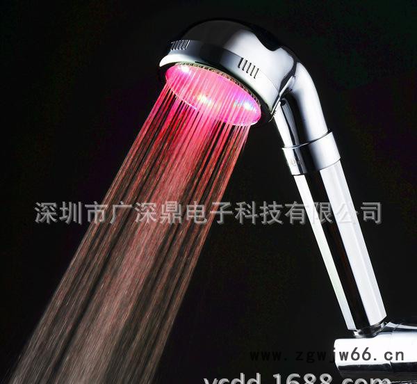 深鼎led发光变色花洒 温控三色带开关止水淋浴喷头SDS-C图2