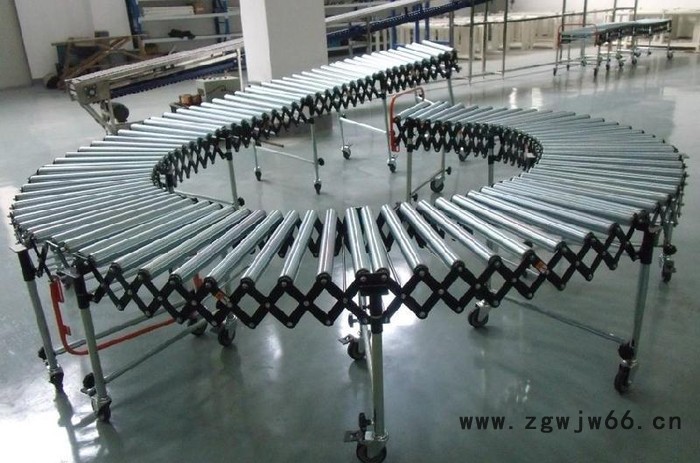 拓延机械设备加工 可移动伸缩式滚筒输送机 动力/无动力滚筒流水线 伸缩型辊筒传送机 可转弯适用于物流快递仓库类的装卸输送