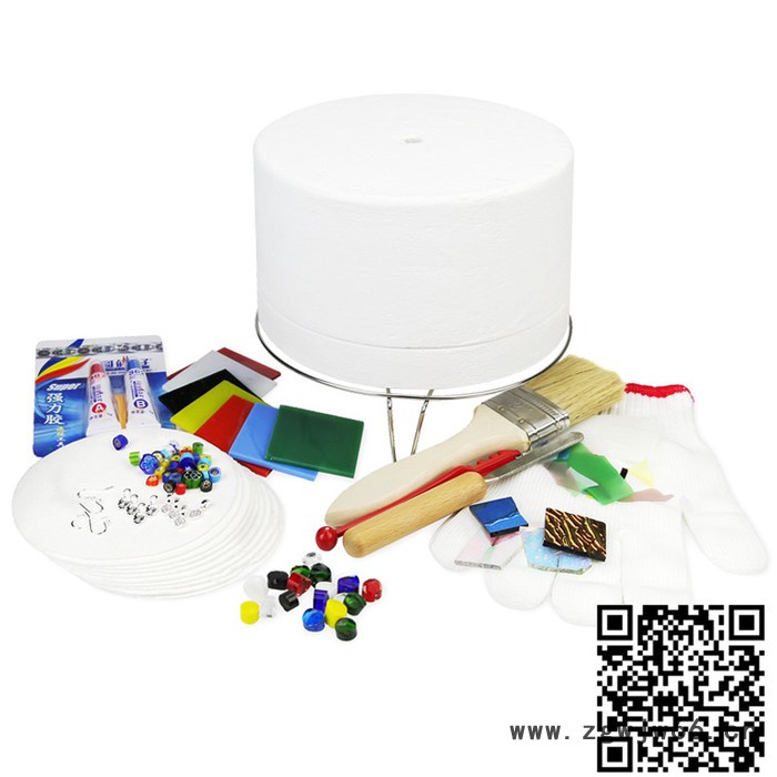 曼德1707006-6-2DIY工具铸铁井盖250克装蓝底白太阳花图案热熔玻璃块手工制作小饰品工具材料图3