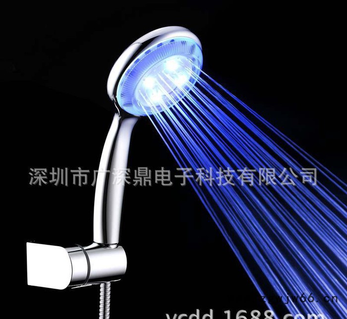 led手持花洒 蓝色绿色圆形大喷头led特价喷头淋浴花洒SD图2