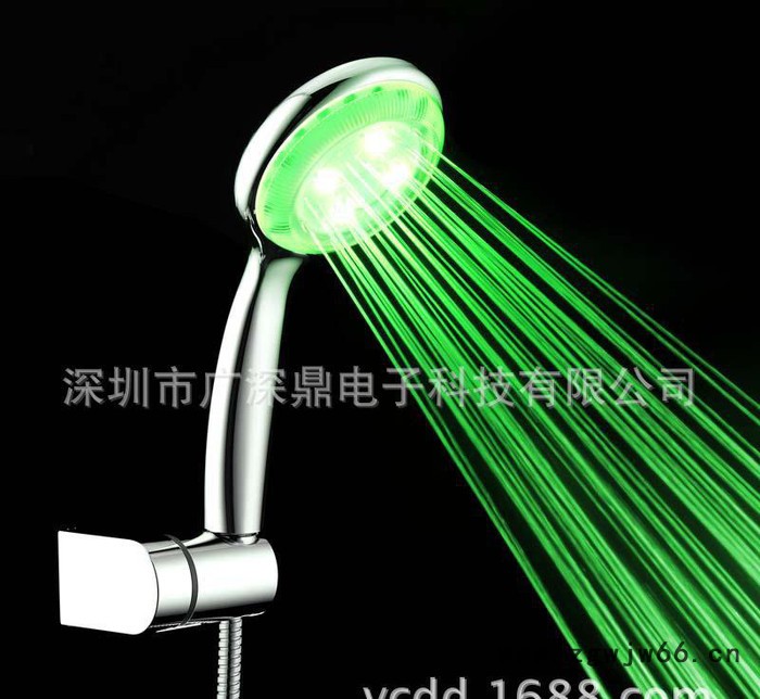 led手持花洒 蓝色绿色圆形大喷头led特价喷头淋浴花洒SD