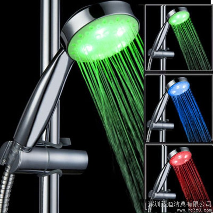 led花洒头 单色不变色花洒 发光花洒喷头厂家批发 单蓝色 单绿色 单红色 可定制DS-A15