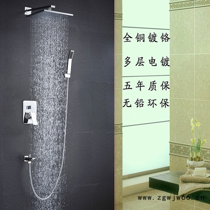 入墙式LED发光花洒套装 12寸全铜手持喷头 冷热智能开关淋图2